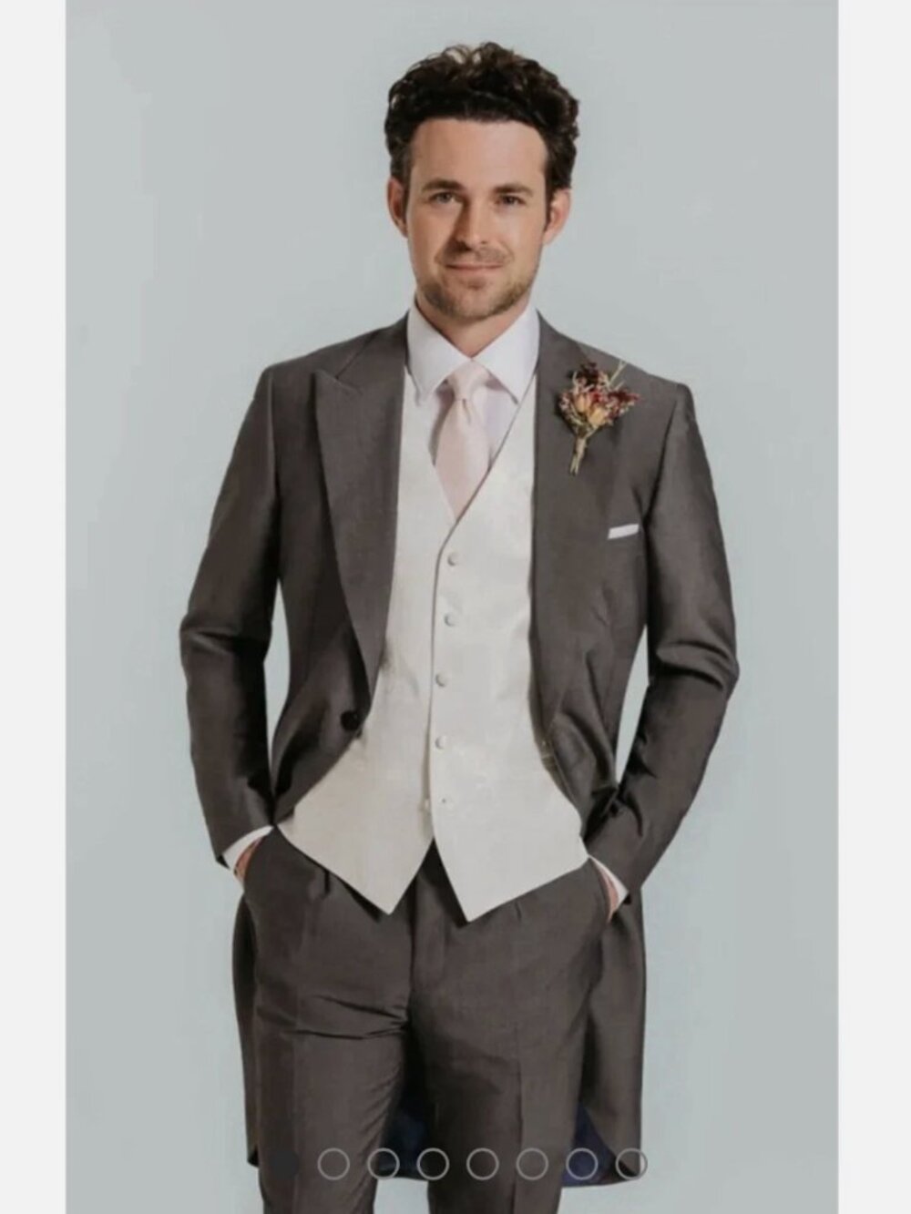 Dobell Men's Silver Grey Tailcoat Formal Blazer Morning Suit Jacket Sz 42R